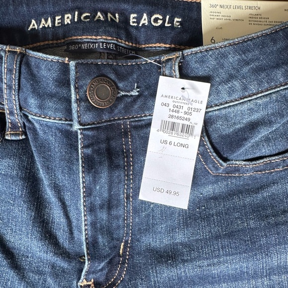 American Eagle Outfitters Blue Skinny Jeans Modern Fit - Size 6 LONG - Picture 3 of 4